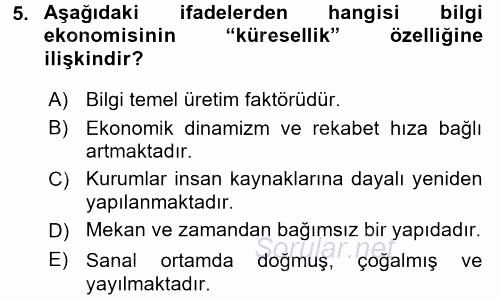 Dış Ticarette Bilgisayar Uygulamaları 2015 - 2016 Ara Sınavı 5.Soru