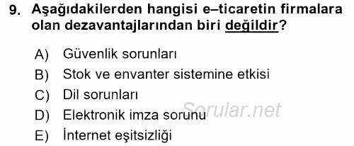 Dış Ticarette Bilgisayar Uygulamaları 2015 - 2016 Ara Sınavı 9.Soru