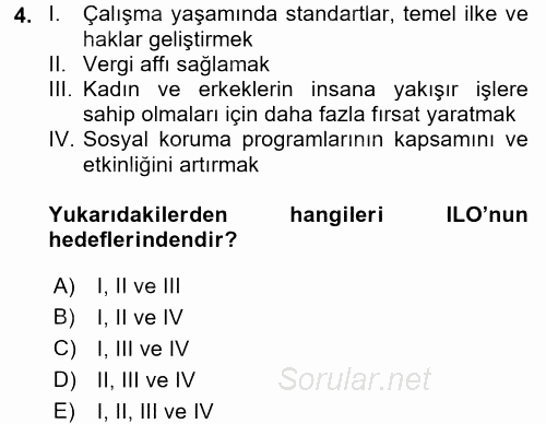 Çalışma Yaşamının Denetimi 2017 - 2018 Ara Sınavı 4.Soru