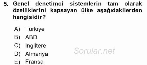 Çalışma Yaşamının Denetimi 2017 - 2018 Ara Sınavı 5.Soru