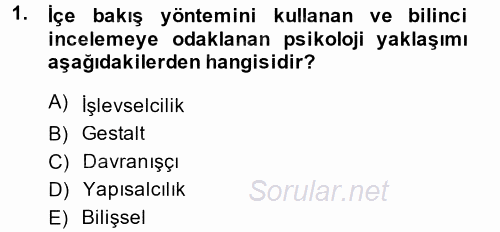 Davranış Bilimleri 2 2013 - 2014 Ara Sınavı 1.Soru