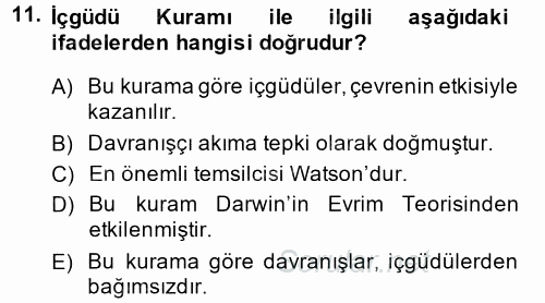 Davranış Bilimleri 2 2013 - 2014 Ara Sınavı 11.Soru