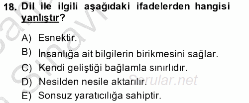 Davranış Bilimleri 2 2013 - 2014 Ara Sınavı 18.Soru