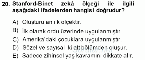 Davranış Bilimleri 2 2013 - 2014 Ara Sınavı 20.Soru