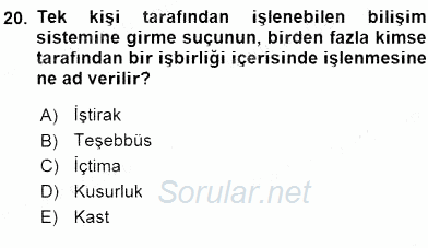 Bilişim Hukuku 2015 - 2016 Dönem Sonu Sınavı 20.Soru
