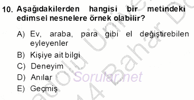 Eleştiri Kuramları 2013 - 2014 Dönem Sonu Sınavı 10.Soru