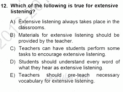 Okuma Ve Dinleme Öğretimi 2012 - 2013 Dönem Sonu Sınavı 12.Soru