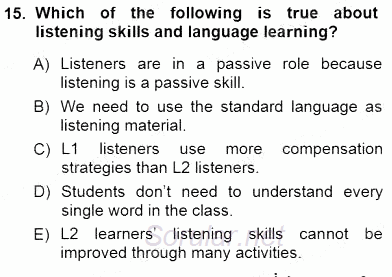 Okuma Ve Dinleme Öğretimi 2012 - 2013 Dönem Sonu Sınavı 15.Soru