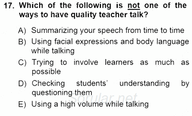 Okuma Ve Dinleme Öğretimi 2012 - 2013 Dönem Sonu Sınavı 17.Soru