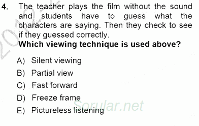 Okuma Ve Dinleme Öğretimi 2012 - 2013 Dönem Sonu Sınavı 4.Soru