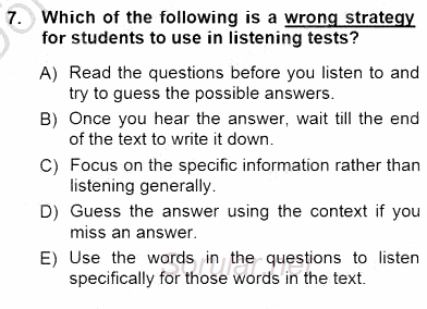 Okuma Ve Dinleme Öğretimi 2012 - 2013 Dönem Sonu Sınavı 7.Soru