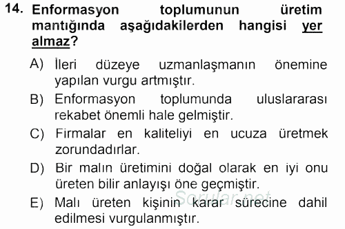 Sosyal Bilimlerde Temel Kavramlar 2012 - 2013 Dönem Sonu Sınavı 14.Soru