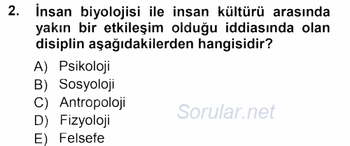 Sosyal Bilimlerde Temel Kavramlar 2012 - 2013 Dönem Sonu Sınavı 2.Soru