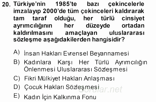 Sosyal Bilimlerde Temel Kavramlar 2012 - 2013 Dönem Sonu Sınavı 20.Soru