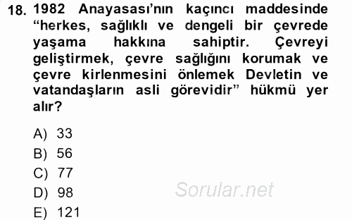 Maliye Politikası 2014 - 2015 Dönem Sonu Sınavı 18.Soru