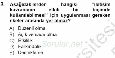 Mesleki Yazışmalar 2013 - 2014 Tek Ders Sınavı 3.Soru