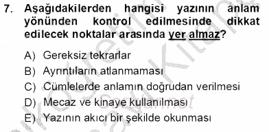Mesleki Yazışmalar 2013 - 2014 Tek Ders Sınavı 7.Soru