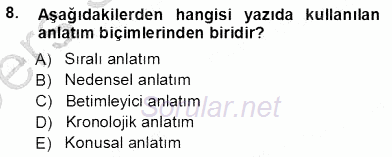 Mesleki Yazışmalar 2013 - 2014 Tek Ders Sınavı 8.Soru
