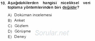 Turizm Pazarlaması 2013 - 2014 Tek Ders Sınavı 10.Soru