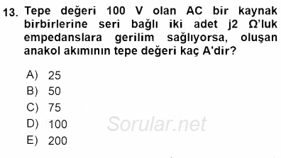 Devre Analizi 2015 - 2016 Dönem Sonu Sınavı 13.Soru