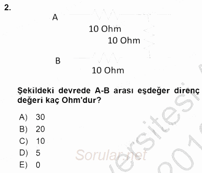 Devre Analizi 2015 - 2016 Dönem Sonu Sınavı 2.Soru