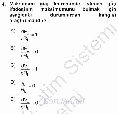 Devre Analizi 2015 - 2016 Dönem Sonu Sınavı 4.Soru