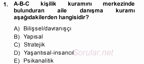 Anne Baba Eğitimi 2013 - 2014 Ara Sınavı 1.Soru