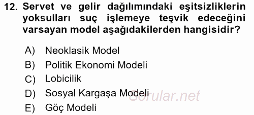 Gelir Dağılımı ve Yoksulluk 2016 - 2017 Ara Sınavı 12.Soru