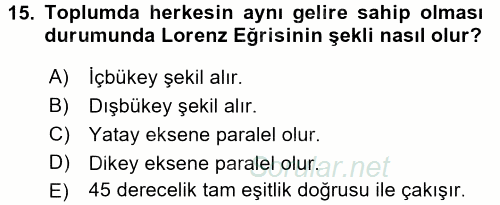 Gelir Dağılımı ve Yoksulluk 2016 - 2017 Ara Sınavı 15.Soru