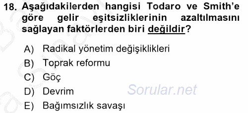 Gelir Dağılımı ve Yoksulluk 2016 - 2017 Ara Sınavı 18.Soru