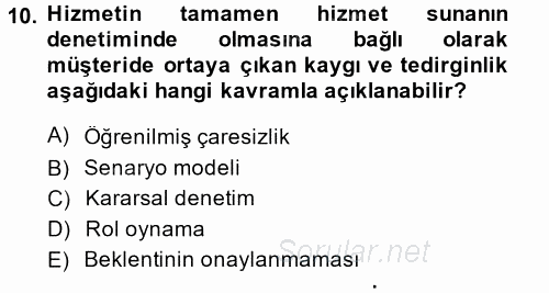 Hizmet Tasarımı 2014 - 2015 Ara Sınavı 10.Soru