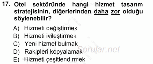 Hizmet Tasarımı 2014 - 2015 Ara Sınavı 17.Soru