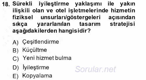 Hizmet Tasarımı 2014 - 2015 Ara Sınavı 18.Soru