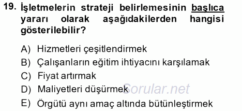 Hizmet Tasarımı 2014 - 2015 Ara Sınavı 19.Soru