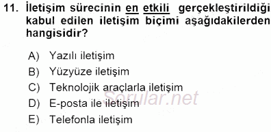 Bireyler Arası İletişim 2015 - 2016 Ara Sınavı 11.Soru