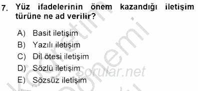 Bireyler Arası İletişim 2015 - 2016 Ara Sınavı 7.Soru