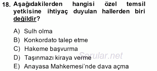 Medeni Hukuk 2 2013 - 2014 Tek Ders Sınavı 18.Soru