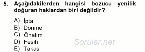 Medeni Hukuk 2 2013 - 2014 Tek Ders Sınavı 5.Soru