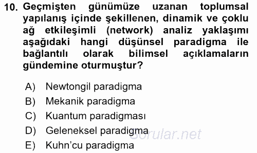 Ekonomi Sosyolojisi 2015 - 2016 Tek Ders Sınavı 10.Soru