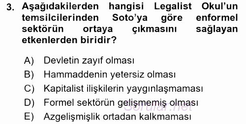 Ekonomi Sosyolojisi 2015 - 2016 Tek Ders Sınavı 3.Soru