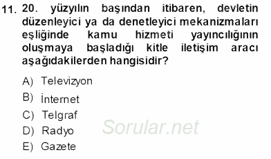 Siyasal İletişim 2013 - 2014 Tek Ders Sınavı 11.Soru