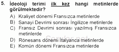 Siyasal İletişim 2013 - 2014 Tek Ders Sınavı 5.Soru