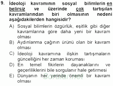 Siyasal İletişim 2013 - 2014 Tek Ders Sınavı 9.Soru