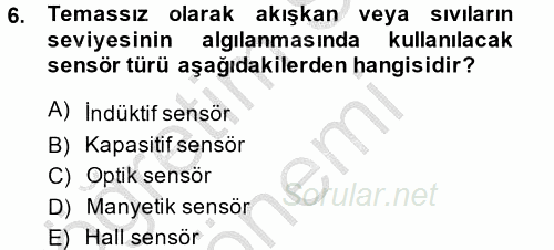 Elektrik Bakım, Arıza Bulma ve Güvenlik 2013 - 2014 Dönem Sonu Sınavı 6.Soru