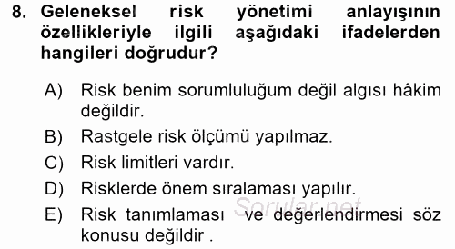 Dış Ticarette Risk Yönetimi Ve Sigortacılık 2017 - 2018 Ara Sınavı 8.Soru