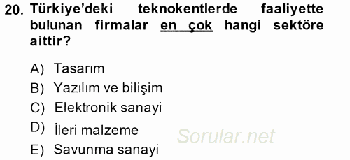 Kamu Özel Kesim Yapısı Ve İlişkileri 2013 - 2014 Dönem Sonu Sınavı 20.Soru