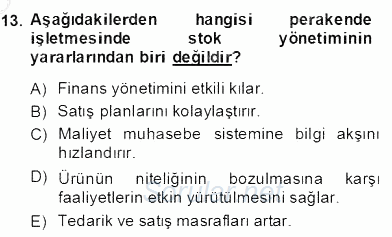 Perakendecilikte Ürün Yönetimi 2013 - 2014 Dönem Sonu Sınavı 13.Soru