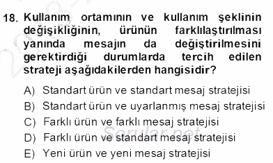 Perakendecilikte Ürün Yönetimi 2013 - 2014 Dönem Sonu Sınavı 18.Soru