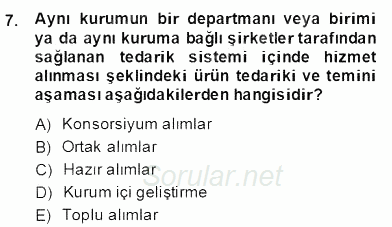 Perakendecilikte Ürün Yönetimi 2013 - 2014 Dönem Sonu Sınavı 7.Soru