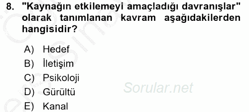 Müşteri İlişkileri Yönetimi 2016 - 2017 3 Ders Sınavı 8.Soru